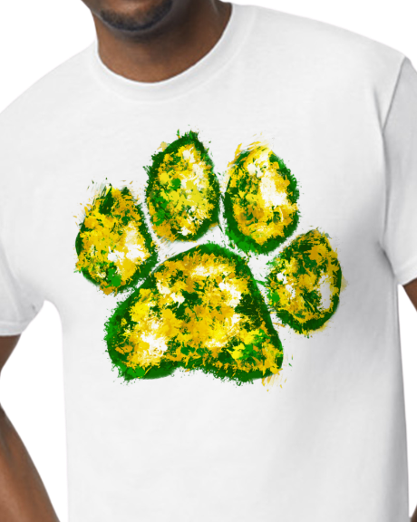 Green and Gold Paw print