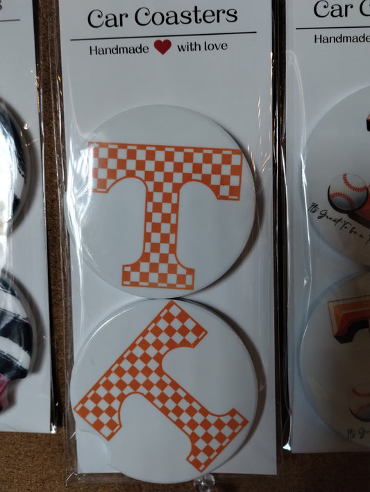 TN checkerboard ceramic car coasters