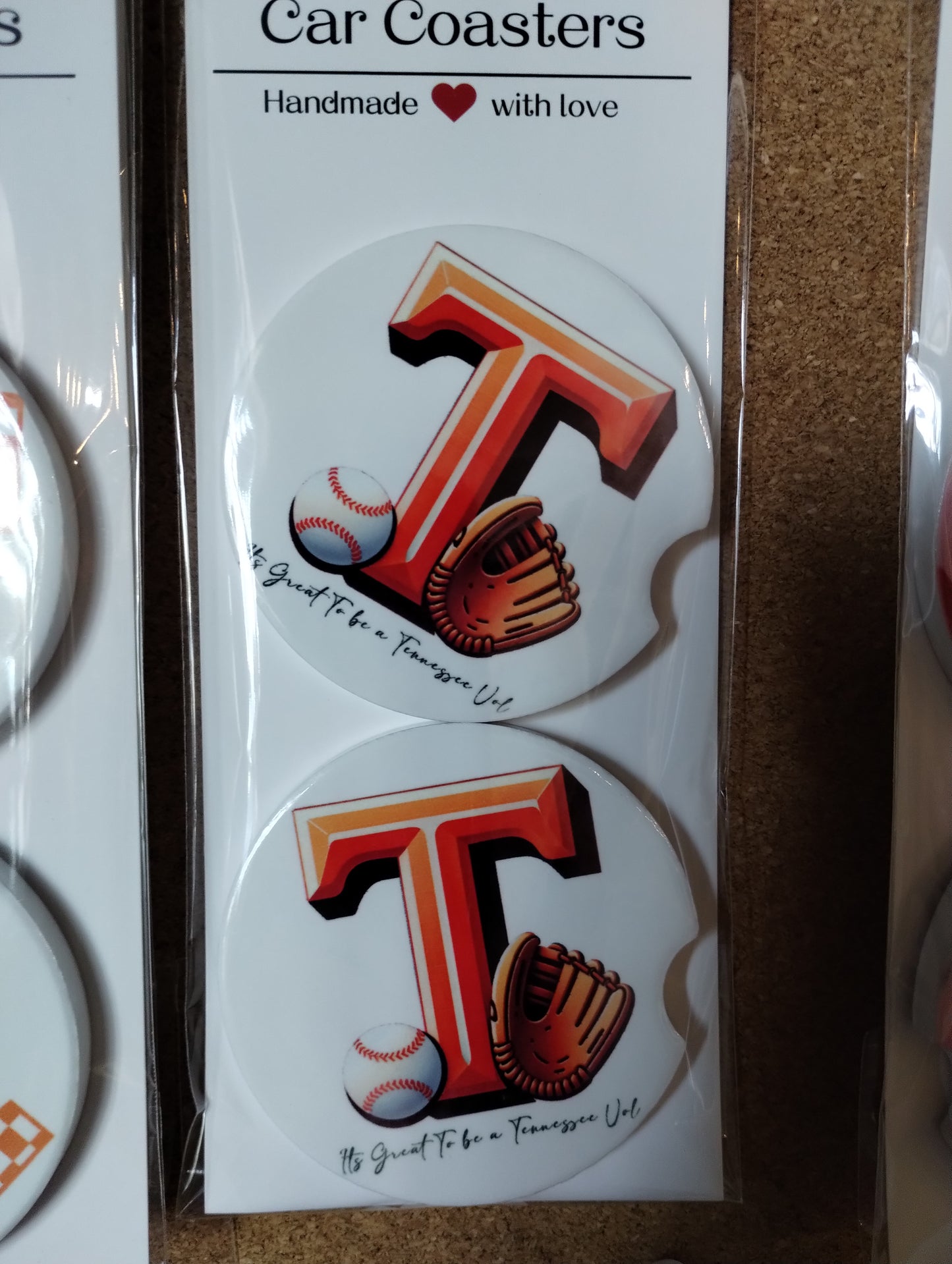 TN baseball ceramic car coasters
