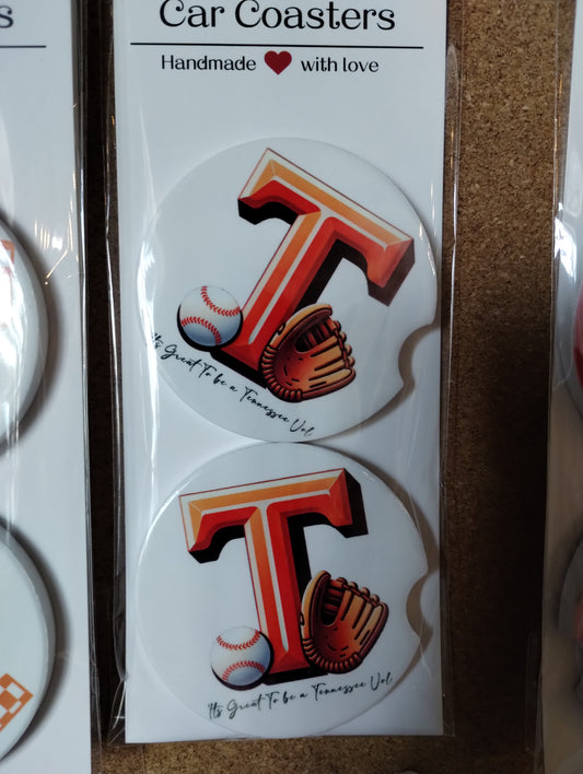 TN baseball ceramic car coasters