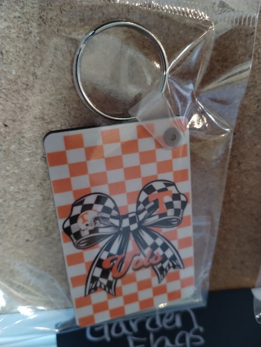 TN Vols Checkerboard bow keychain