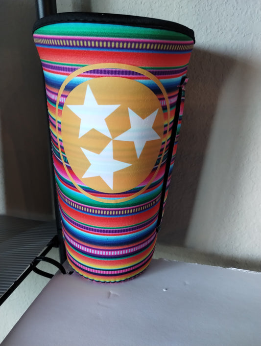 TN TriStar stripes koozie