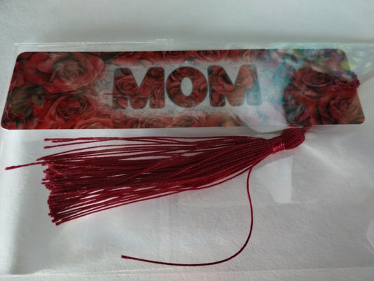 Mom red rose metal bookmark