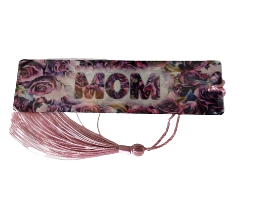 Mom pink metal bookmark